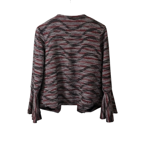 Zink London Retro 100% Woolen Jacket Large Textured Bell Sleeve Open Front Red - Picture 6 of 15